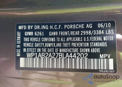 2011 Porsche Cayenne S from USA, damaged, VIN WP1AB2A27BLA44202